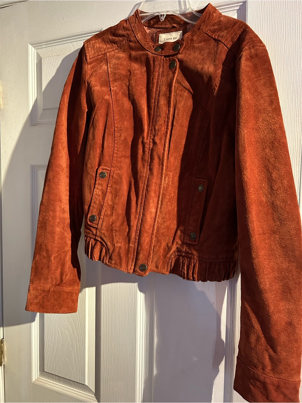 Hollister Burnt Orange Suede Bomber Jacket